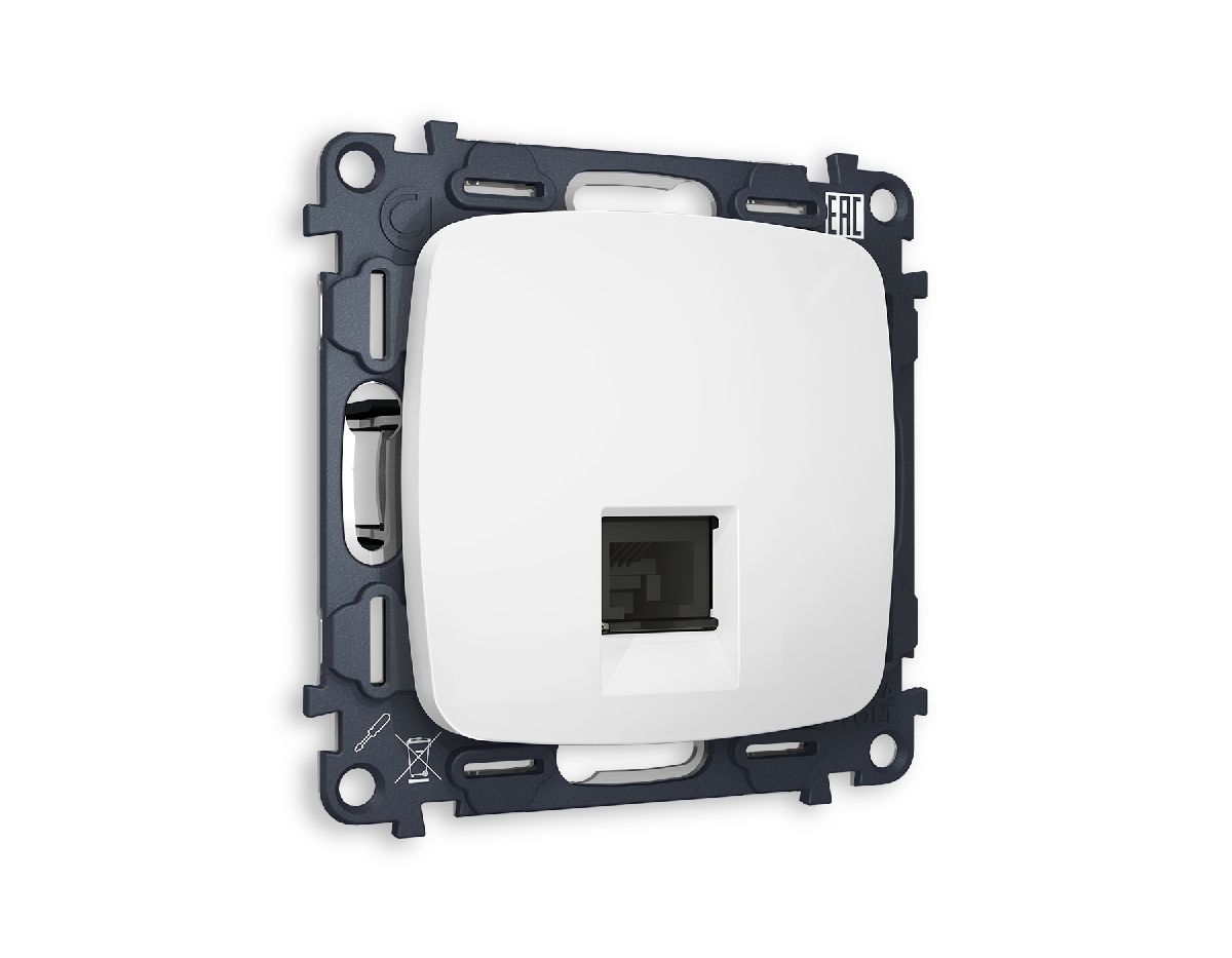 Комплект механизма телефонной розетки RJ-11(4P4C) со шторкой Ambrella Volt Omega MO132030