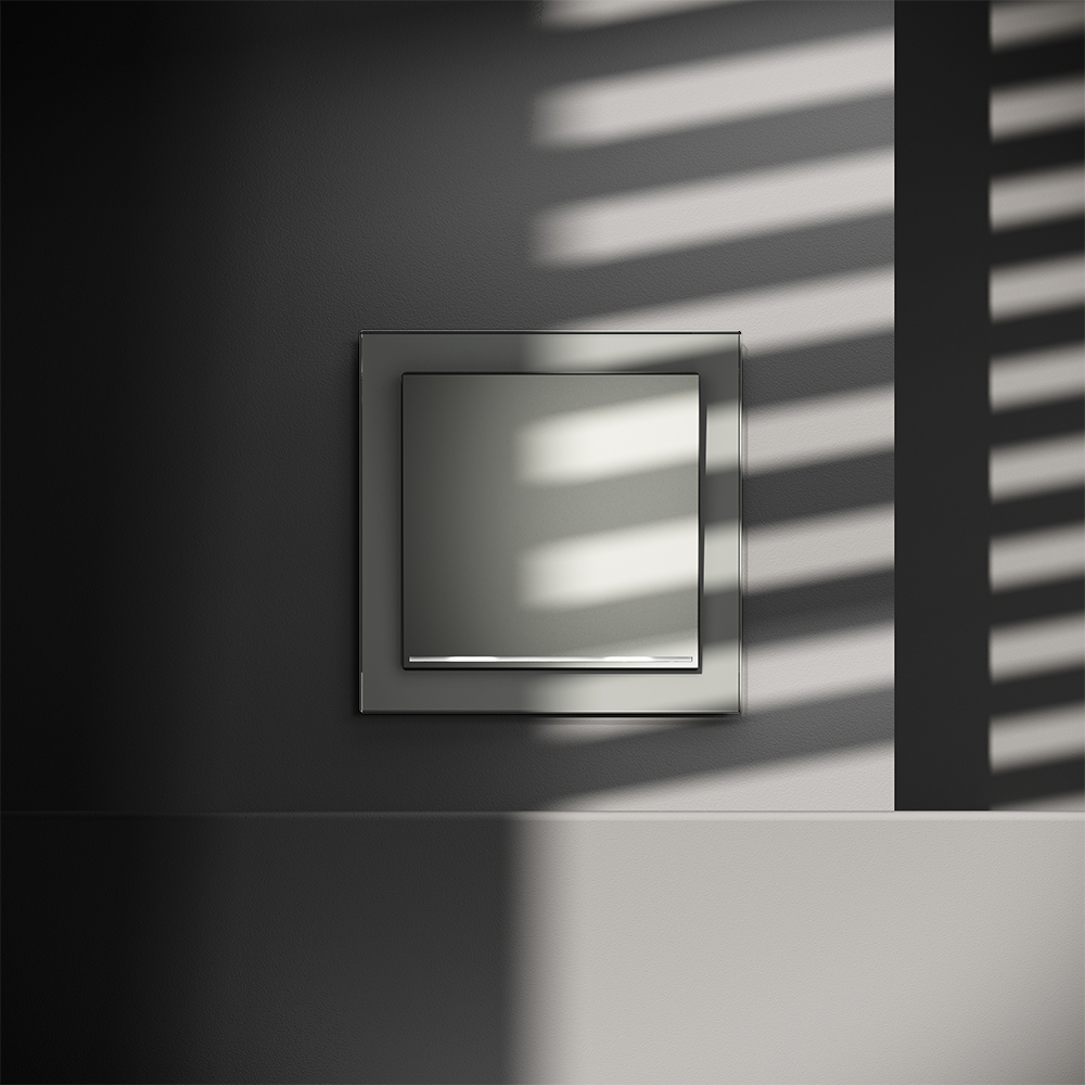 Проходной переключатель одноклавишный с подсветкой Voltum S70 VLS010405 (сталь)