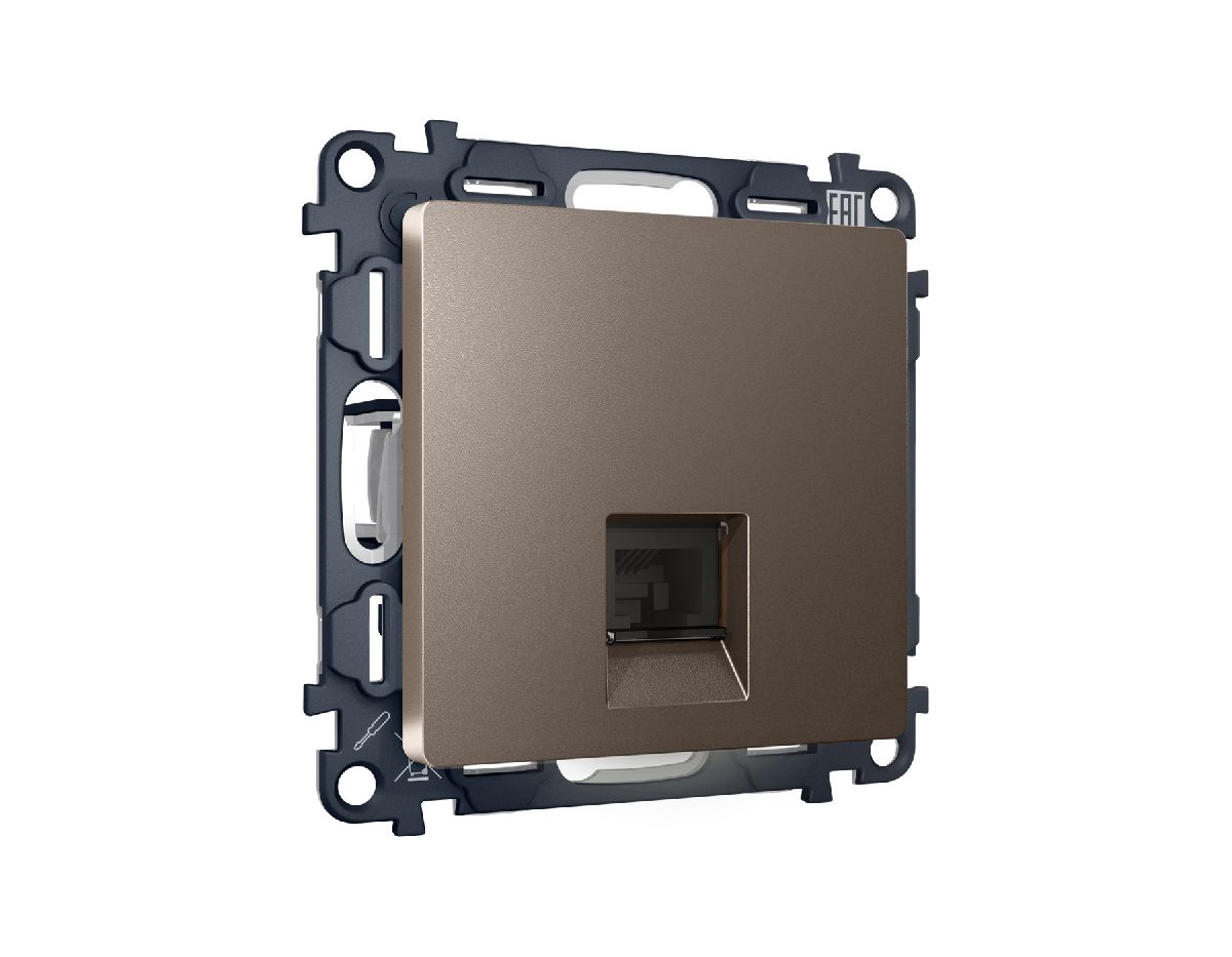 Комплект механизма компьютерной розетки RJ-45(8P8C) CAT6 со шторкой Ambrella Volt Alfa MA642010