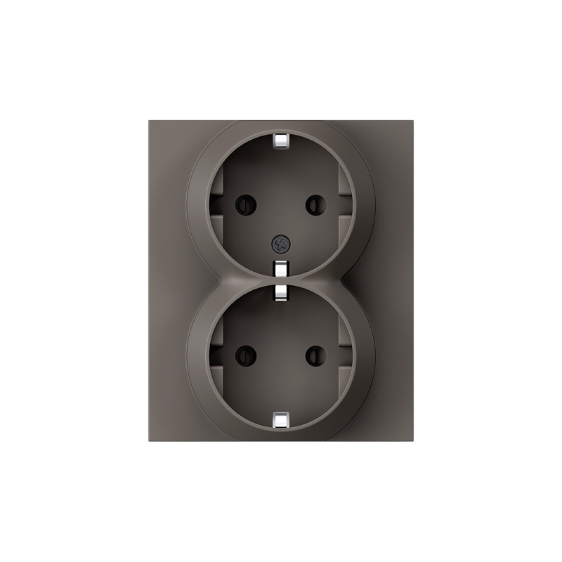 Розетка SETE 2-ая с/з с/у, со шторками 16А графит IP20/IP44 KRANZ KR-79-0703-3