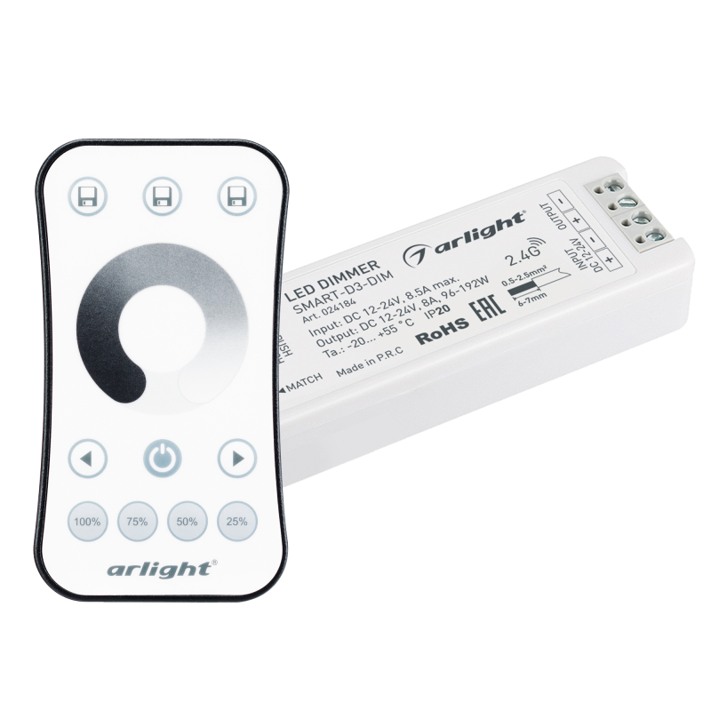 Диммер Arlight Smart-Dim-Set-Ring (12-24V, 1x8A, ПДУ 2.4G) 034786 Диммер Arlight Smart-Dim-Set-Ring (12-24V, 1x8A, ПДУ 2.4G) 034786