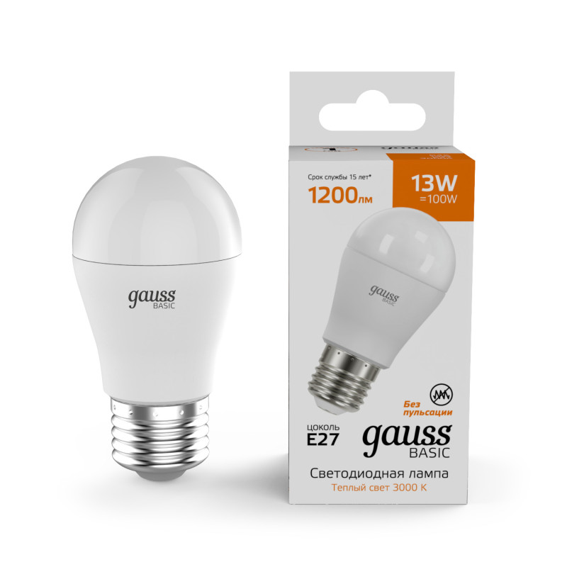 Лампа светодиодная Gauss Basic E27 13W 3000K 10502132 Лампа светодиодная Gauss Basic E27 13W 3000K 10502132