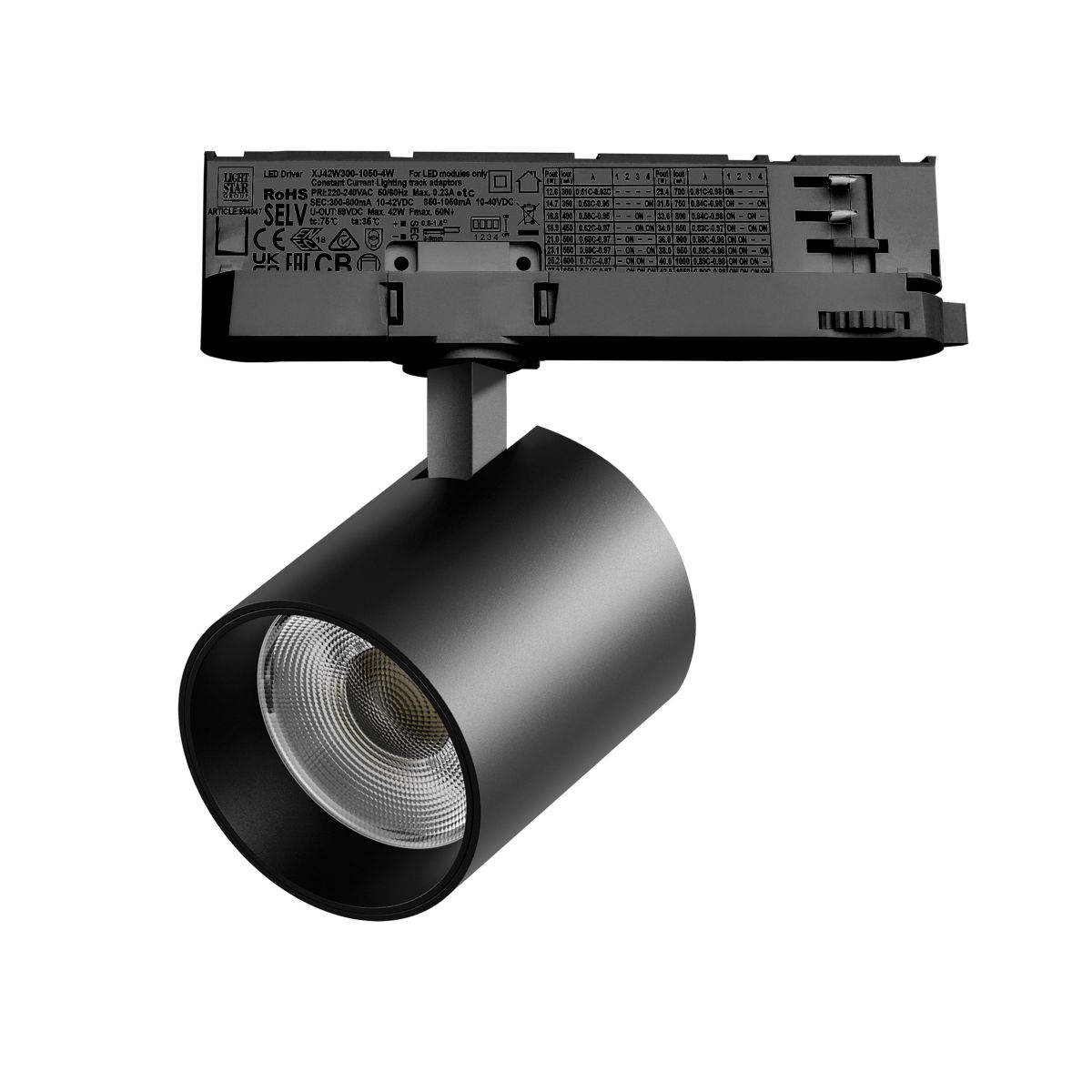 Трековый трехфазный светильник Quattro LED с адаптером Lightstar Alta Base A5447QT (215447 + 594047)