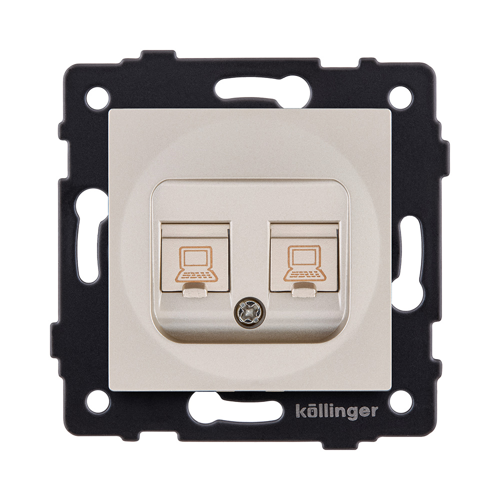 Розетка двойная Ethernet RJ45 Cat.5, золотой Kollinger REA-015GD для Aspekt, Eleganz, Reflex