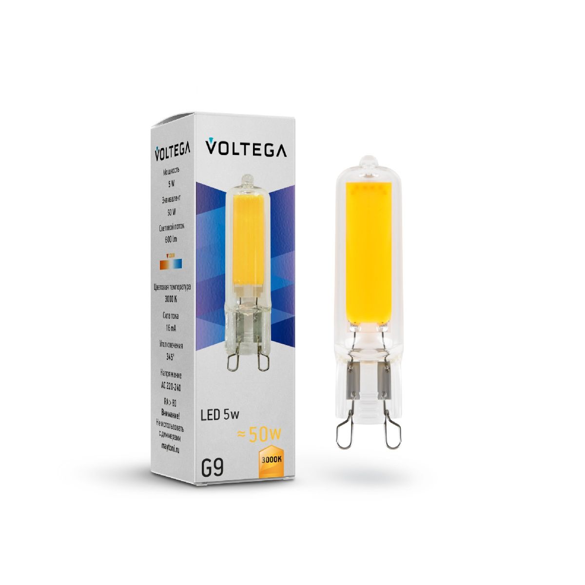 Лампа светодиодная Voltega G9 4W 3000K 7262 Лампа светодиодная Voltega G9 4W 3000K 7262