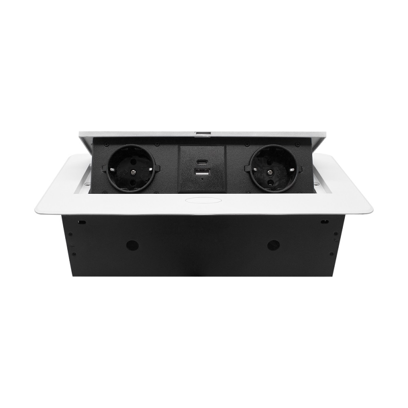 Блок розеток MX-226 (J-0) (2 секции полуавтомат 1 USB + 1 type C  с кабелем питания) Mebax 00-00002882