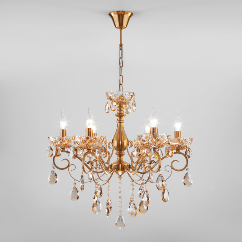 Подвесная люстра Eurosvet 10109/6 бронза/тонированный хрусталь Strotskis