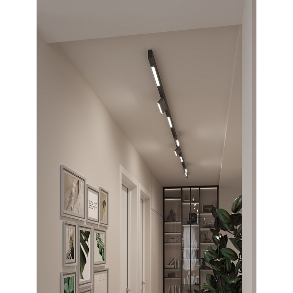 Трековая система со светильниками №6 трехфазная накладная Eldeko (48В, форма - прямая, 4м, 3000K) черная Hesby Lighting HSBL_kompl_E006_NI4B3K