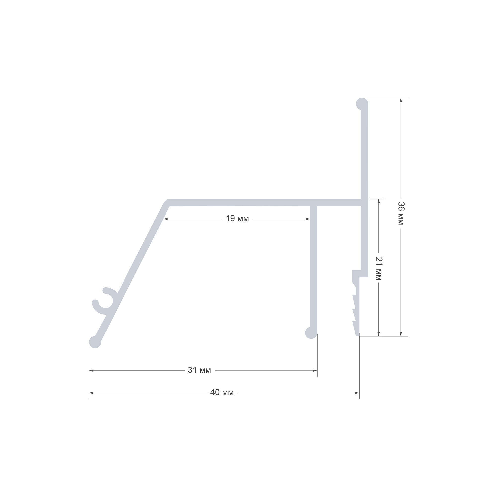 Алюминиевый профиль для натяжного потолка Apeyron 08-60