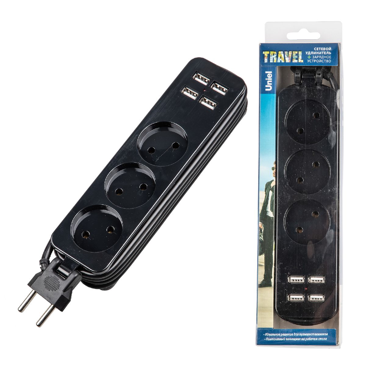 Удлинитель Uniel S-CT3-1,8U BLACK UL-00011137