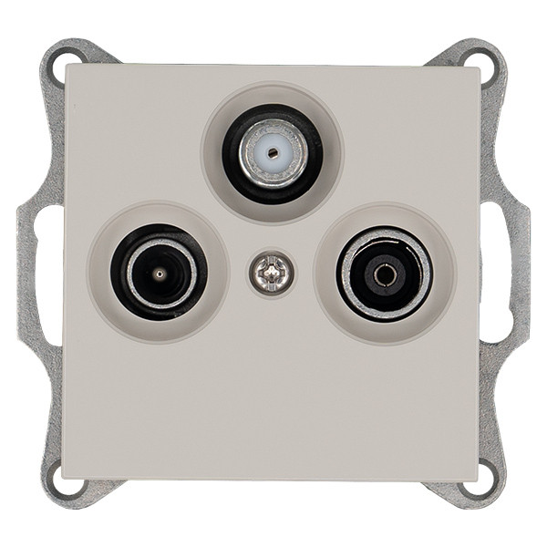 Розетка TV+FM+SAT Ф9.5mm оконечная с накладкой, цвет Тауп Jasmart G6206T