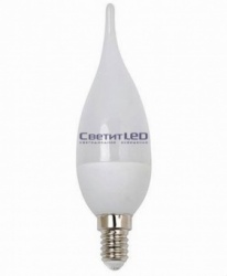 Лампа LED E14(cвеча на ветру), 7.5W, 220V, теплый 3000К, 675Lm