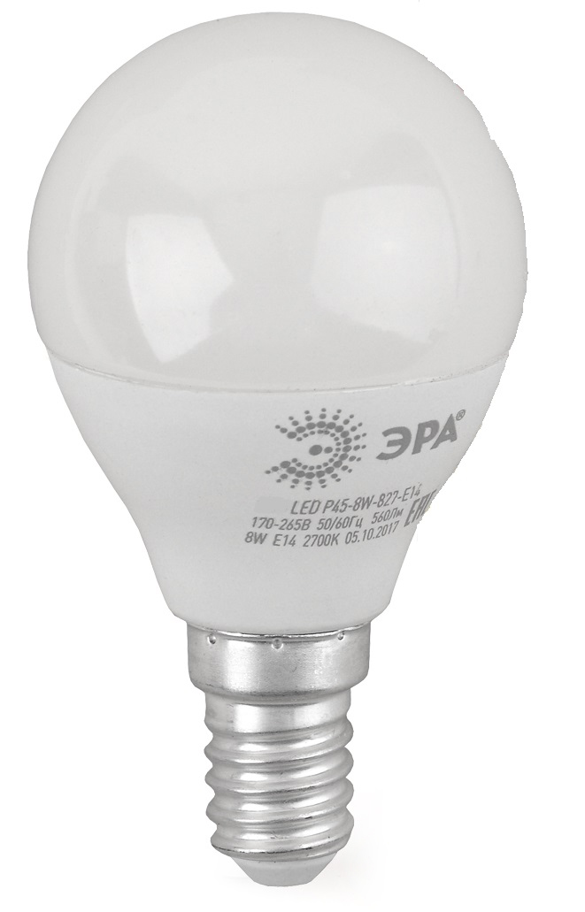 Лампа светодиодная Эра E14 8W 2700K LED P45-8W-827-E14 R Б0050697 Лампа светодиодная Эра E14 8W 2700K LED P45-8W-827-E14 R Б0050697