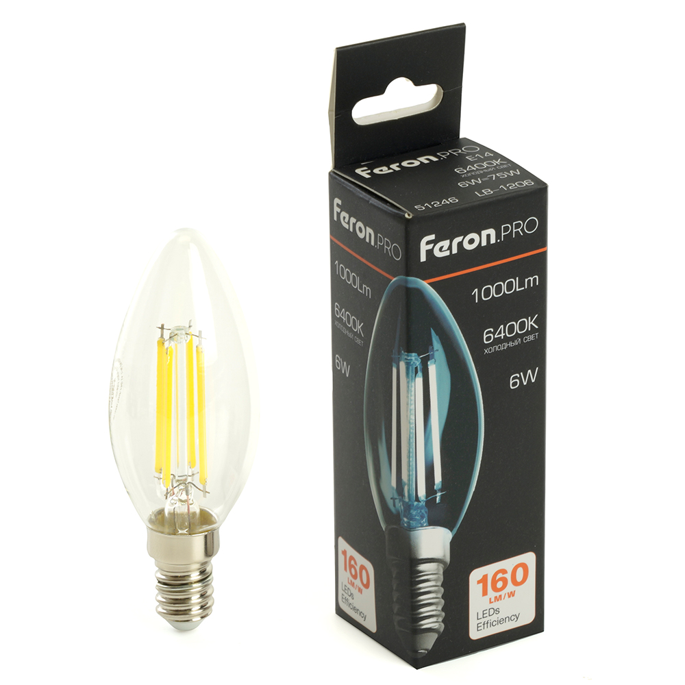 Светодиодная лампа Feron LB-1206 E14 6W 6400K 51246 Светодиодная лампа Feron LB-1206 E14 6W 6400K 51246