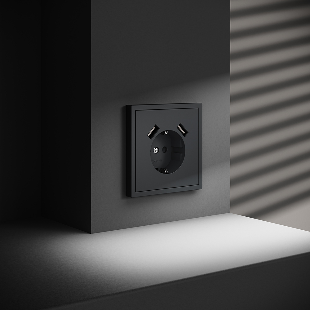 Розетка с USB, А+А Voltum S70 VLS040407 (графит)