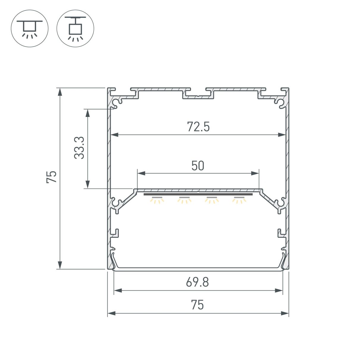 Профиль Arlight LINE-M-7575-2500 WHITE 058158 Профиль Arlight LINE-M-7575-2500 WHITE 058158
