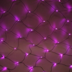 Сеть светодиодная пурпурная, 1,5х1,5м, чейзинг, провод черный, 144LED, 220V