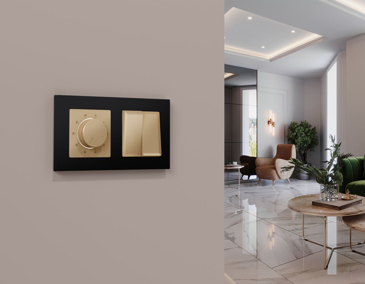 Комплект механизм 2-клавишного перекрестного выключателя 10A-250V Alfa Шампань Quant Ambrella Volt MA603030 (AP6030, VM125)