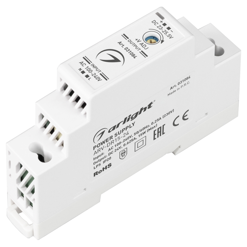Блок питания Arlight ARV-DR15-24 (24V, 0.63A, 15W) 031084 Блок питания Arlight ARV-DR15-24 (24V, 0.63A, 15W) 031084