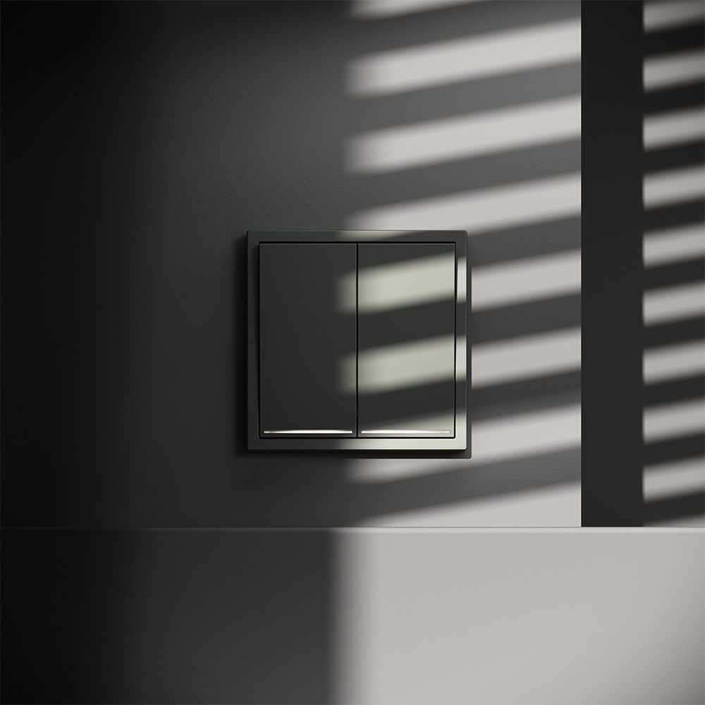 Выключатель двухклавишный с подсветкой Voltum S70 VLS020206 (титан)