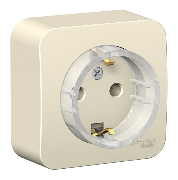 Розетка с/з без шторок,(тонкая) 16А, 250В изолир. Пластина Systeme Electric Blanca наруж Молочная BLNRA110112