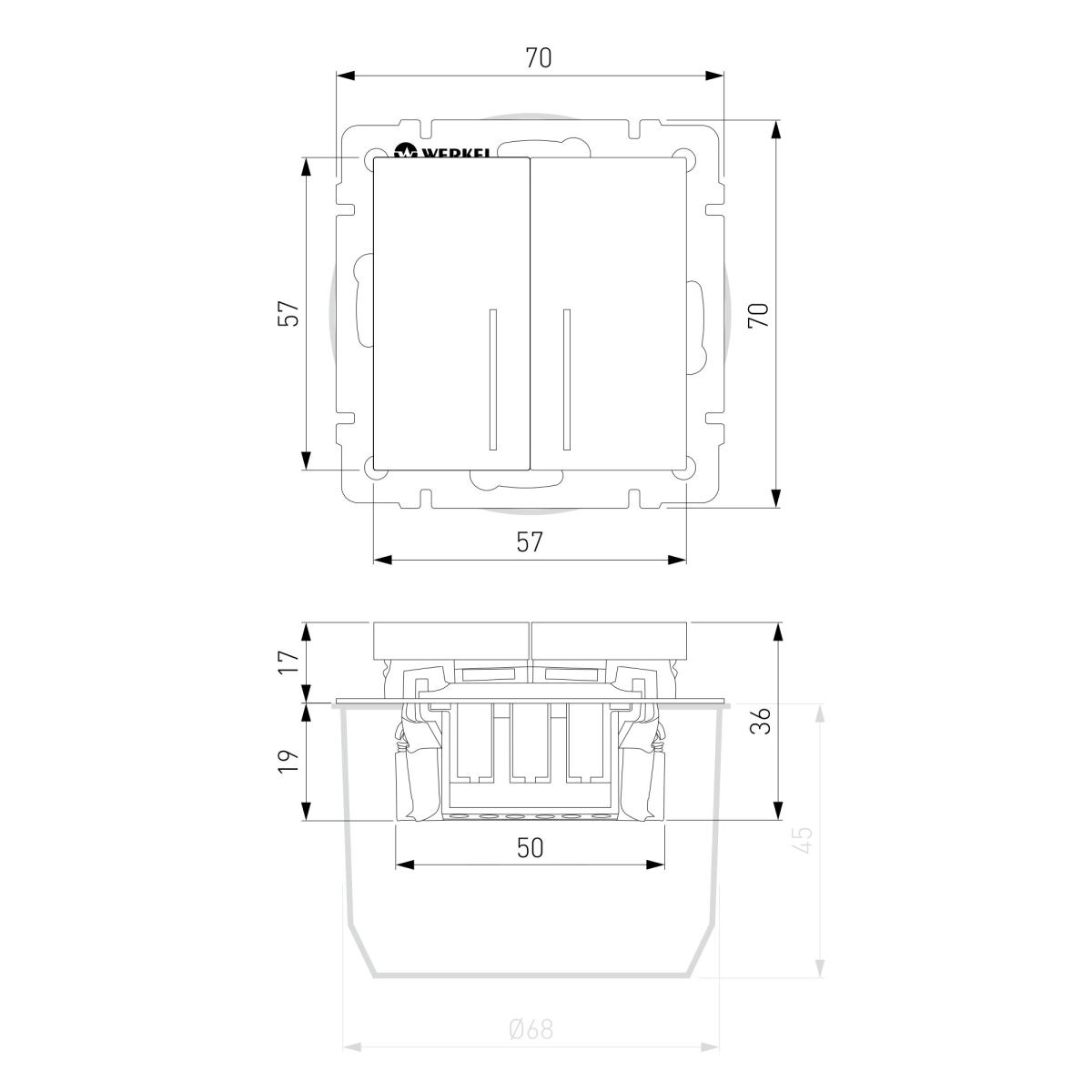 Выключатель двухклавишный с подсветкой Werkel 4690389197451 W1120144 a064087