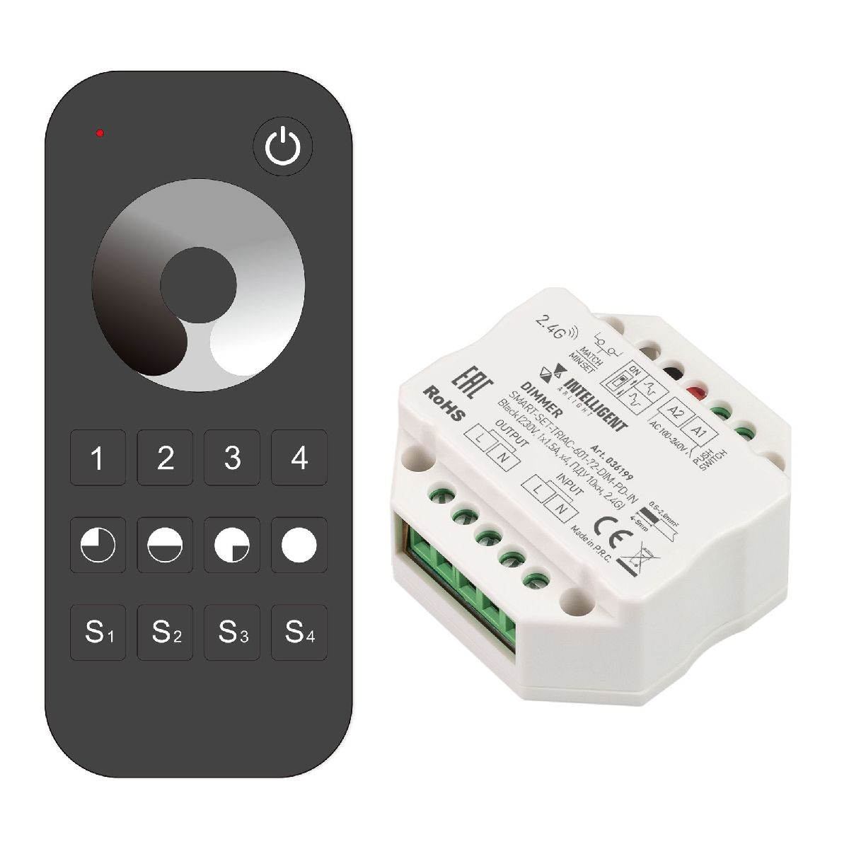 Диммер Arlight SMART-SET-TRIAC-601-72-DIM-PD-IN Black (230V, 1x1.5A, x4, ПДУ 10кн, 2.4G) 036199 Диммер Arlight SMART-SET-TRIAC-601-72-DIM-PD-IN Black (230V, 1x1.5A, x4, ПДУ 10кн, 2.4G) 036199