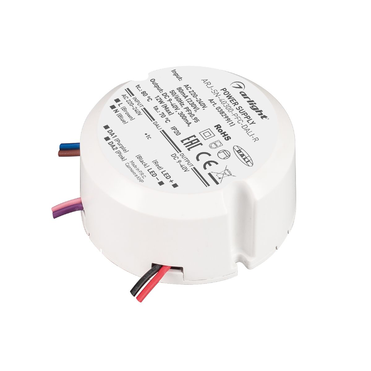 Блок питания Arlight ARJ-SN-40300-PFC-DALI-R (12W, 9-40V, 0.3A) 038299(1) Блок питания Arlight ARJ-SN-40300-PFC-DALI-R (12W, 9-40V, 0.3A) 038299(1)