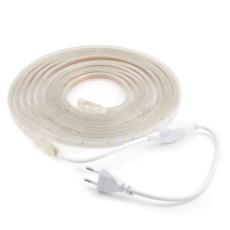 Комплект светодиодной ленты Apeyron 220В 4,8Вт/м smd3528/2835 60д/м IP65 300Лм/м 5м 3000К (сетевой шнур, заглушка, крепежи)  10-05