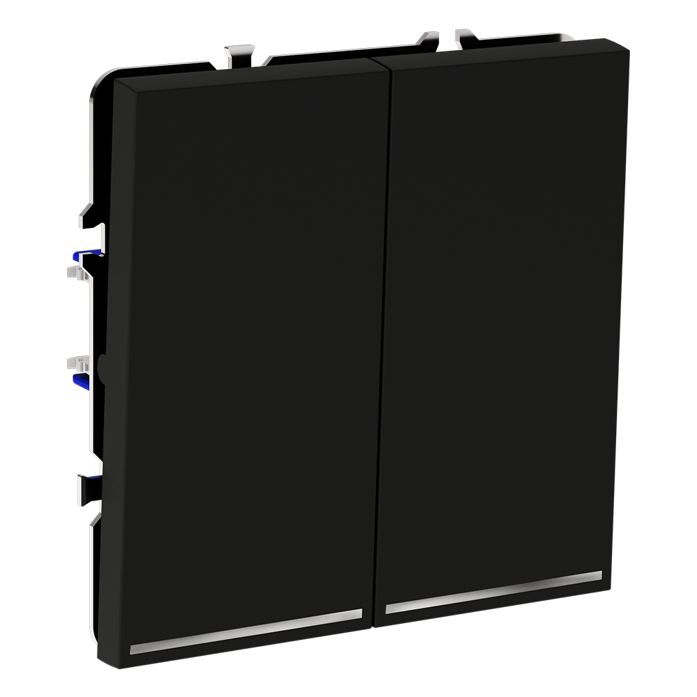 Выключатель двухклавишный с подсветкой Voltum S70 VLS020208 (черный матовый)