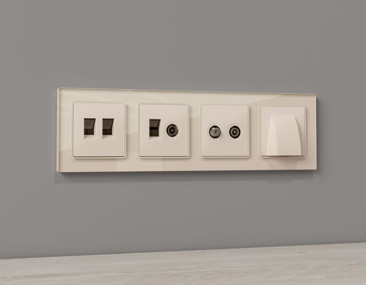 Комплект вывода кабеля с фиксатором Alfa Бежевый матовый Quant Ambrella Volt MA335810 (AP3358, VM238)