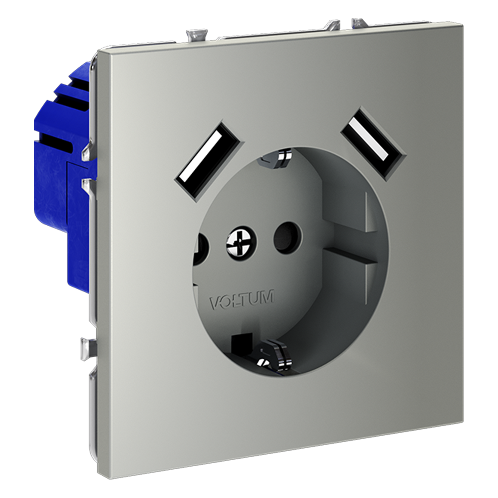 Розетка с USB, А+А Voltum S70 VLS040405 (сталь)