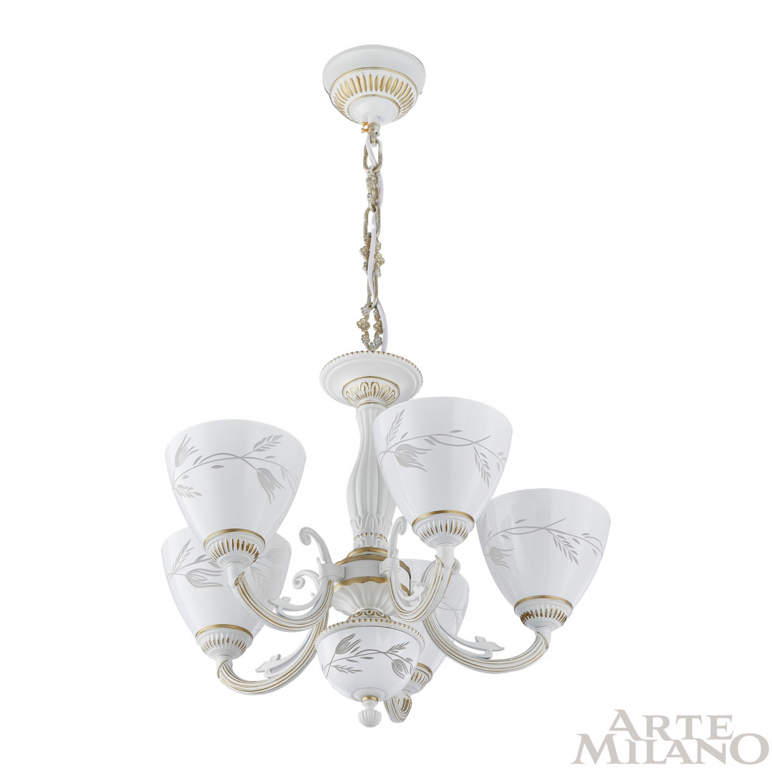Подвесная люстра Arte Milano 343659/5 WT+G Подвесная люстра Arte Milano 343659/5 WT+G