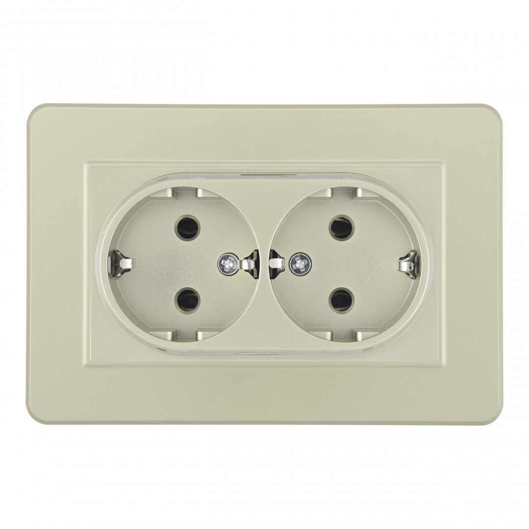 Розетка двойная с/з и шторками Arte Milano SET16-double-40-2 shampan