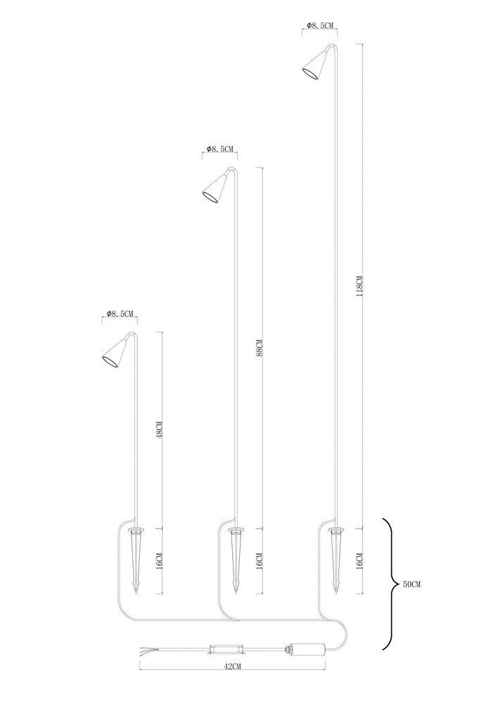 Ландшафтный светильник Arte Lamp Muliphein A1084PA-3BK