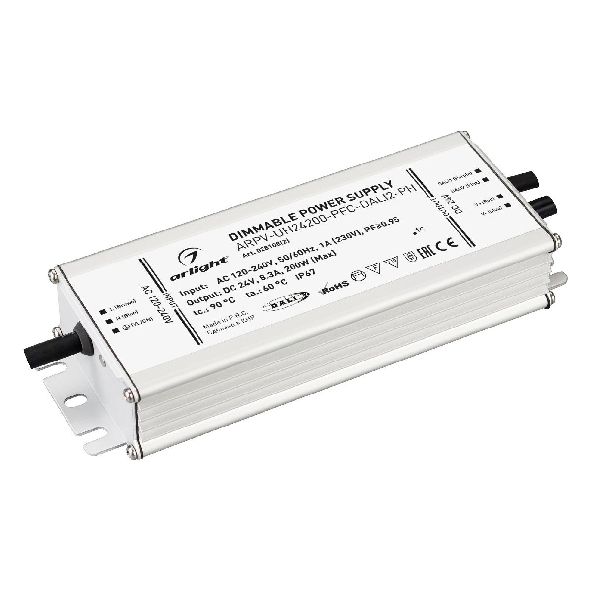 Блок питания Arlight ARPV-UH24200-PFC-DALI2-PH (24V, 8.3A, 200W, IP67) 028108(2) Блок питания Arlight ARPV-UH24200-PFC-DALI2-PH (24V, 8.3A, 200W, IP67) 028108(2)