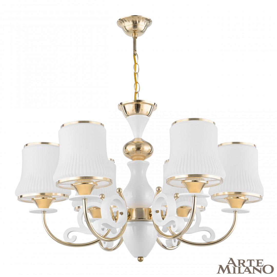 Подвесная люстра Arte Milano Florentia-1097 301097/6 Wh/Gd Подвесная люстра Arte Milano Florentia-1097 301097/6 Wh/Gd