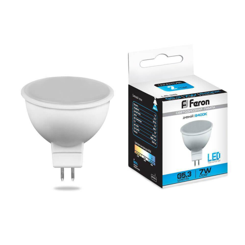 Лампа светодиодная Feron MR16 G5.3 7W 6400K Грибок матовая LB-26 25237 Лампа светодиодная Feron MR16 G5.3 7W 6400K Грибок матовая LB-26 25237