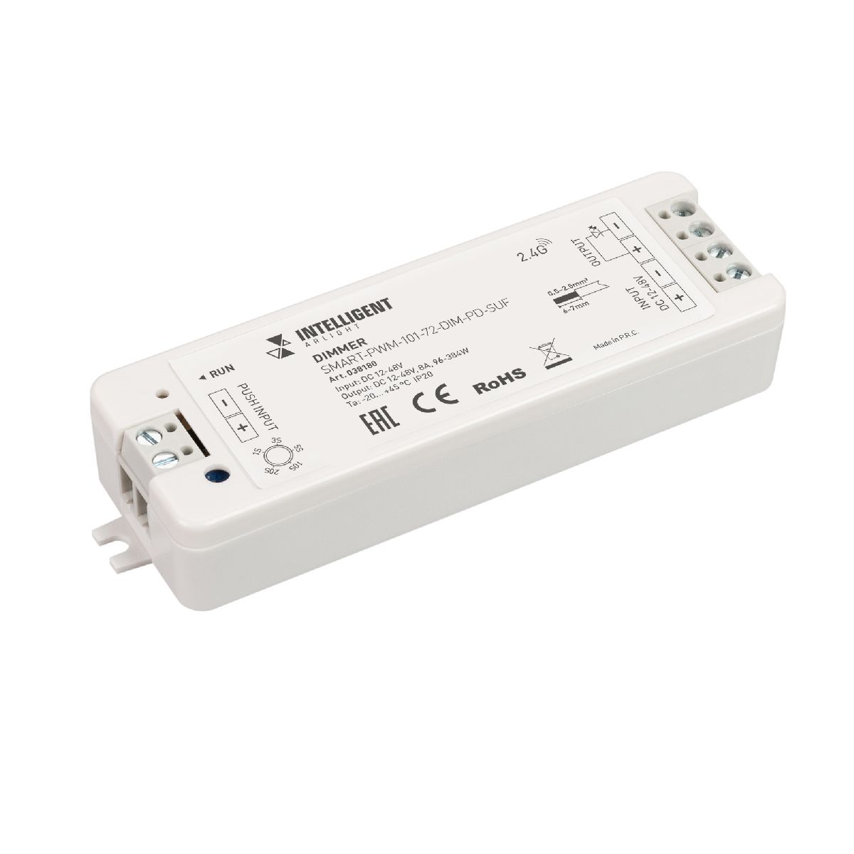 Диммер Arlight SMART-PWM-101-72-DIM-PD-SUF (12-48V, 1x8A, SS, 2.4G) 038180 Диммер Arlight SMART-PWM-101-72-DIM-PD-SUF (12-48V, 1x8A, SS, 2.4G) 038180