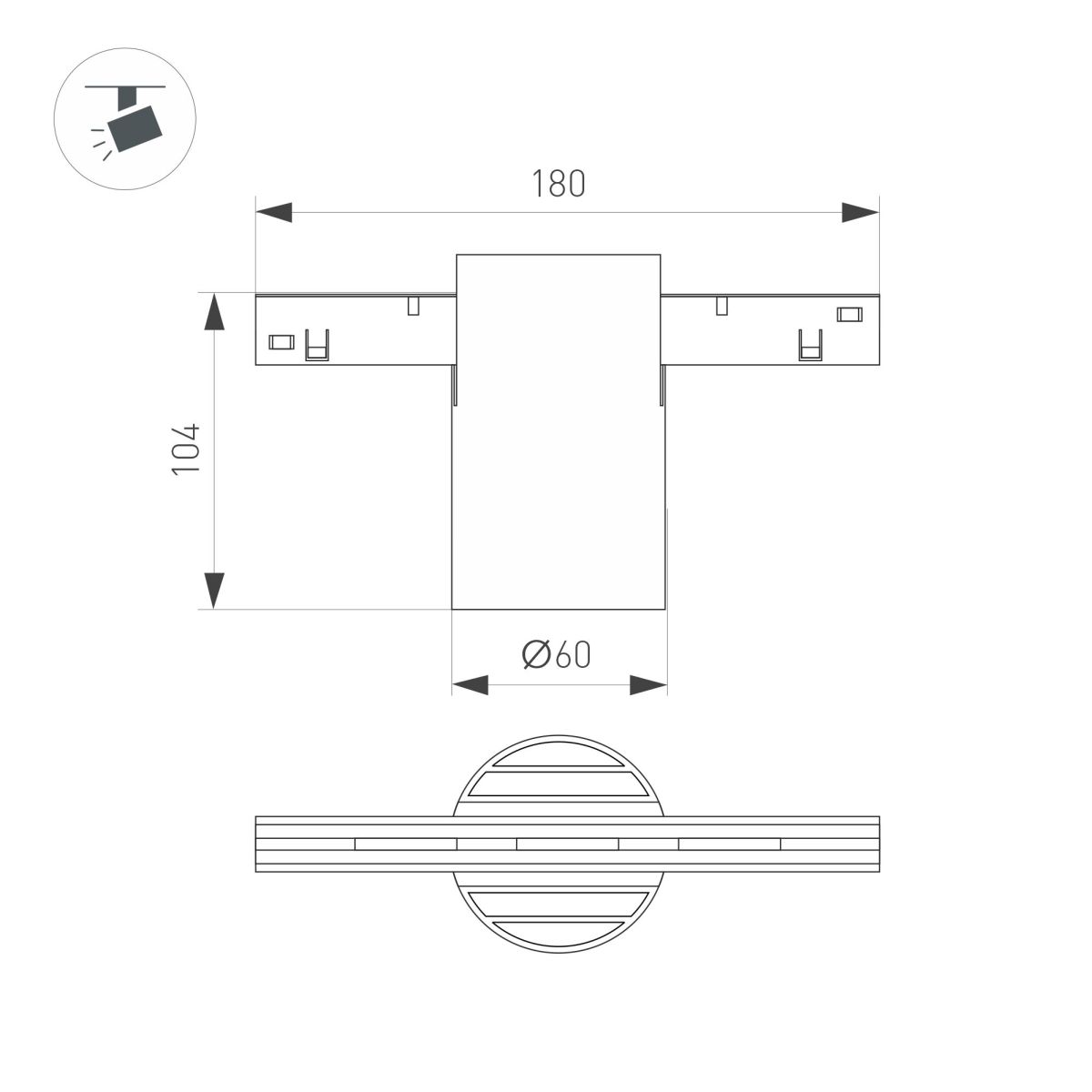 Трековый магнитный светильник Arlight MAG-ORIENT-AXIO-R60-15W Day4000 (BK, 24 deg, 48V) (IP20 Металл) 059256