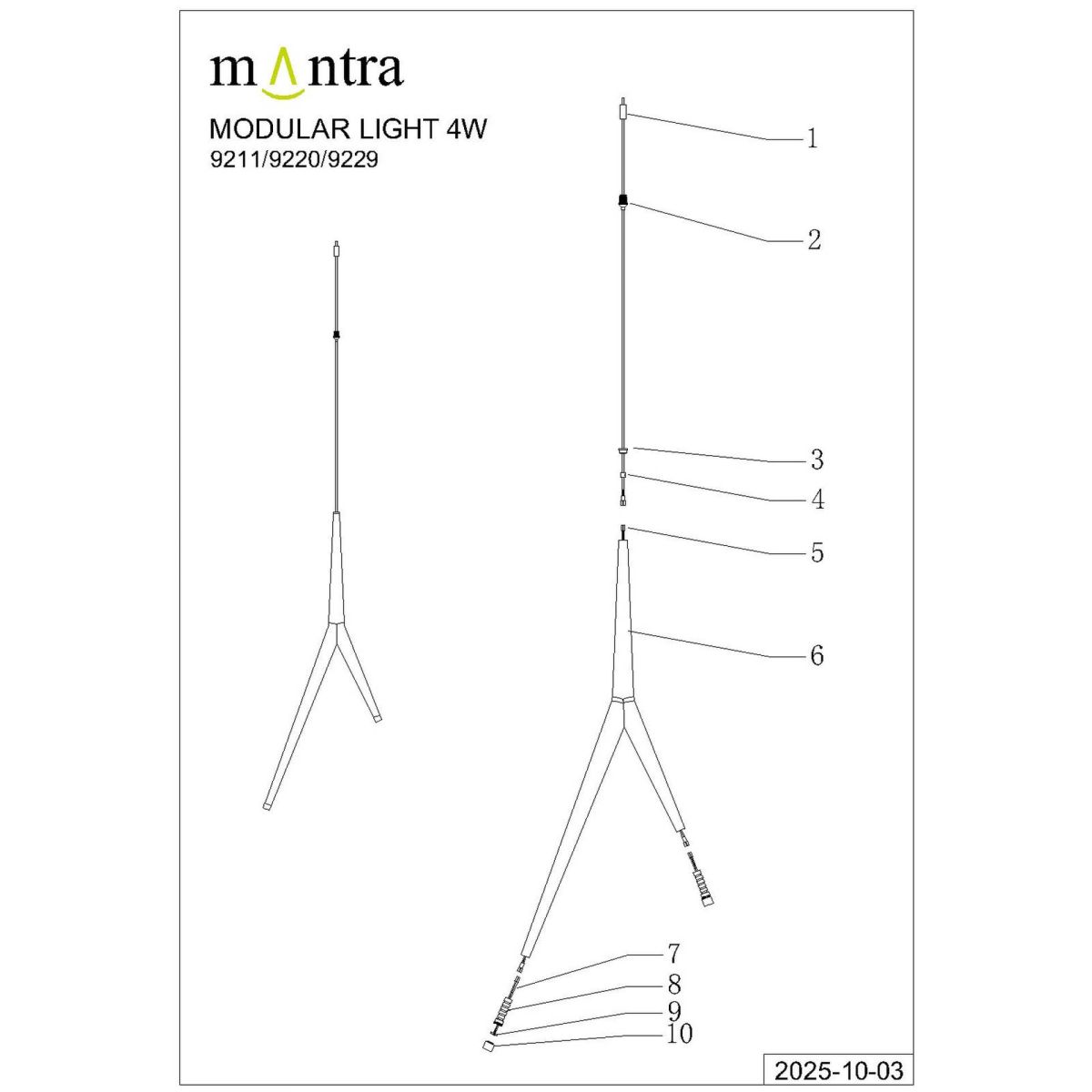 Подвесная люстра Mantra Arrecife 9366+9211 (8L)