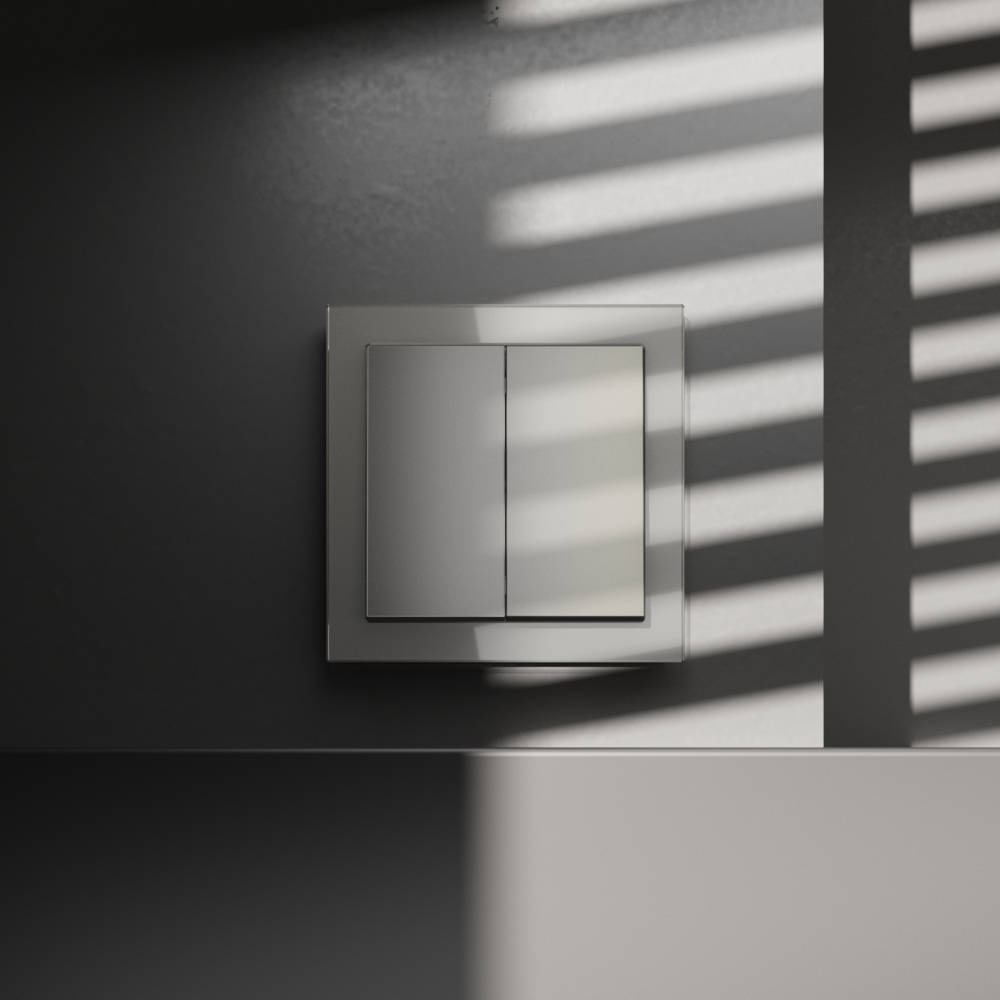 Перекрестный переключатель встраиваемый Voltum S70 двухклавишный 10А, (шелк) VLS020504