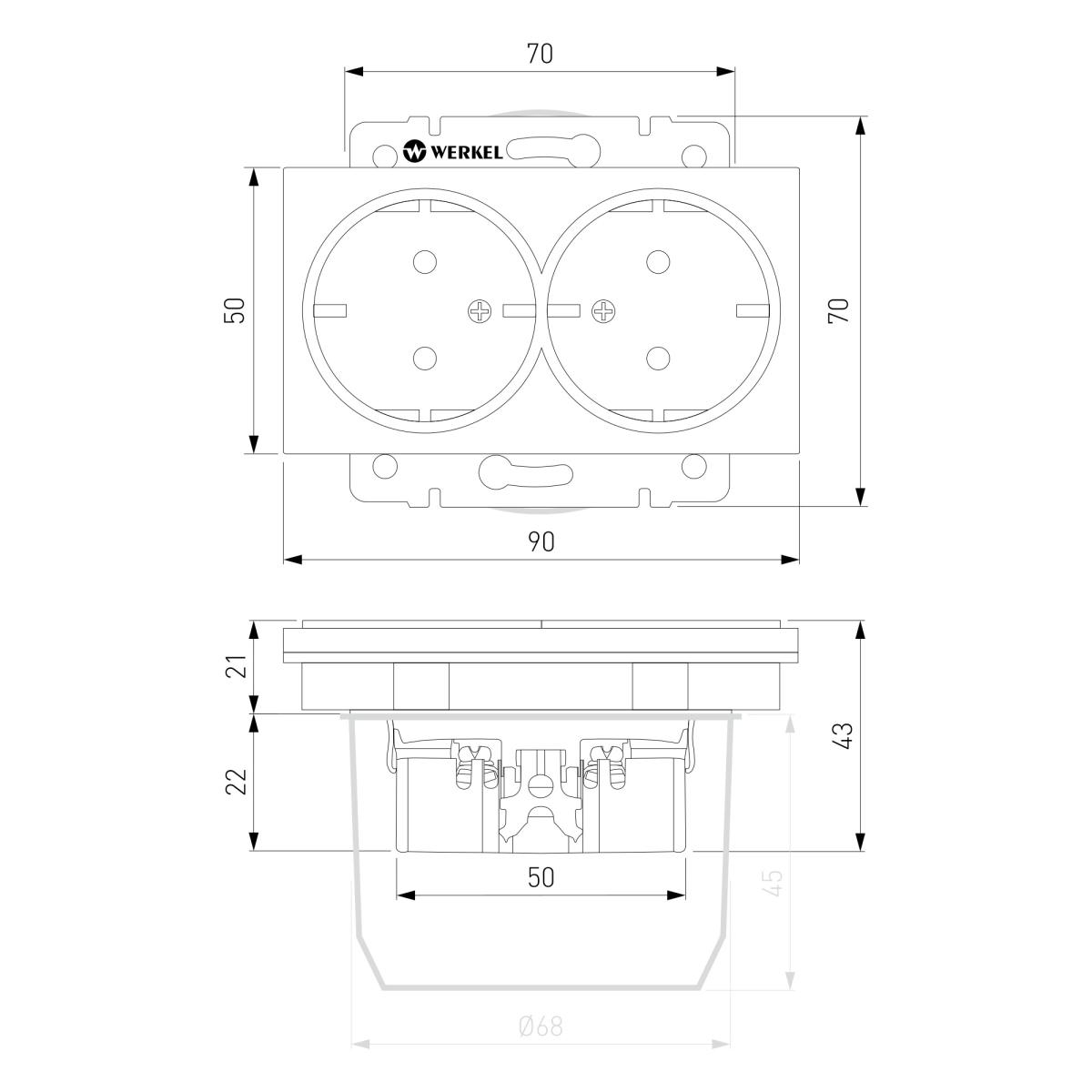 Розетка двойная с заземлением Werkel W1172064 4690389194443 a063107