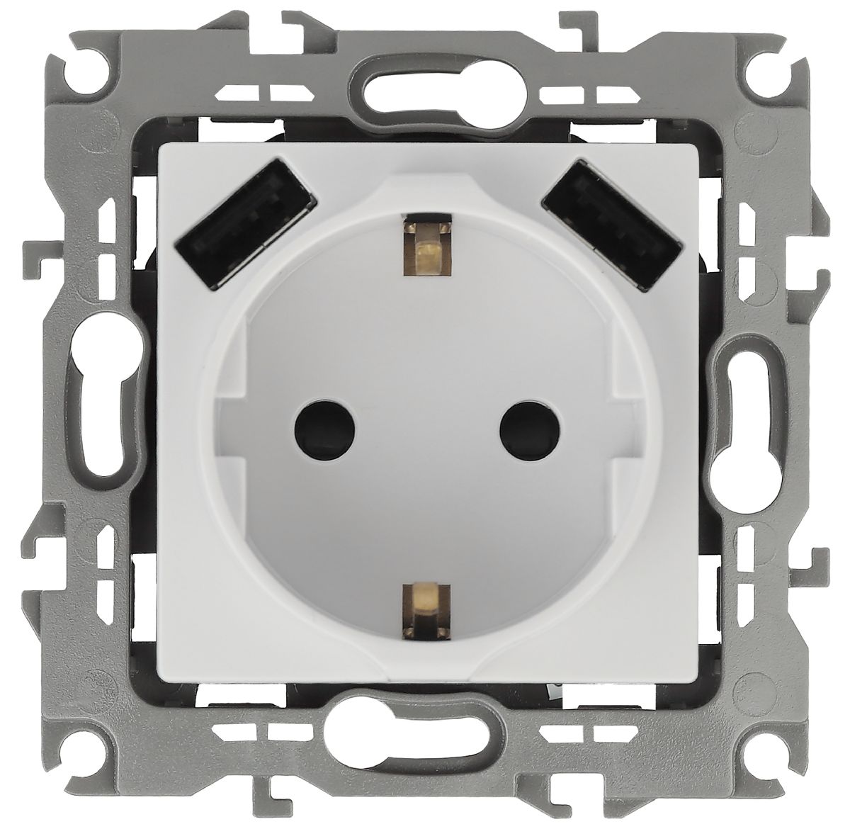 Розетка 2P+E со шторками и 2xUSB Эра 12-4109-01 Б0047840
