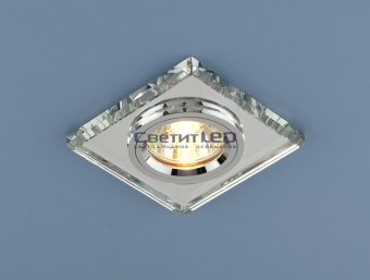 Точечный светильник (Спот) MR16 G5.3, зеркальный/серебро, квадратный, стекло., 8170 MR16 SL