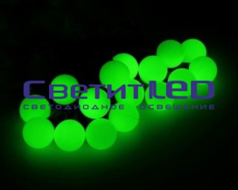 Гирлянда Зеленая "Шарики 15мм", 20м, провод черный, 200LED, 8режимов, 220V, IP44