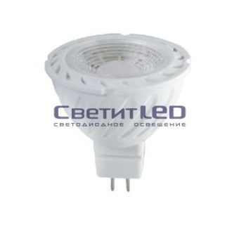 Лампа LED GU5.3(MR16), 5W, 220V, тёплый 3000К, 500 Lm