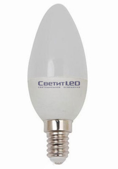 Лампа LED E14(свеча), 6W, 220V, теплый 3000К, 500Lm