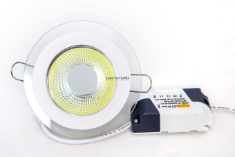 Светильник LED встраиваемый, круг, белый, 5W, 220V, холодный 6500K, 350Lm