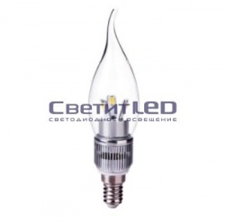 Лампа LED E14(свеча на ветру), 6W, 220V, теплый 3000К, 380Lm, диммируемая